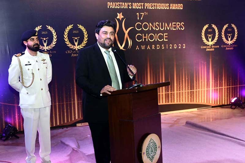 Governor of Sindh Kamran Khan Tessori addressing during 17th Consumers Awards 2023 ceremony at Governor House