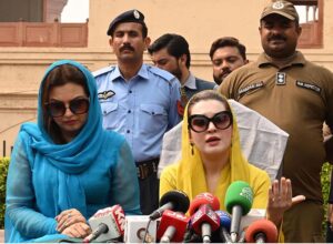 Special Assistant to Prime Minister for Human Rights and Women Empowerment Ms. Mushaal Hussein Mullick talking to media