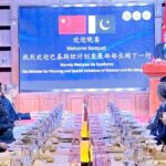 Caretaker Minister for Planning, Development & Special Initiatives, Muhammad Sami Saeed, delivering a speech at a gathering of Chinese technology enterprises