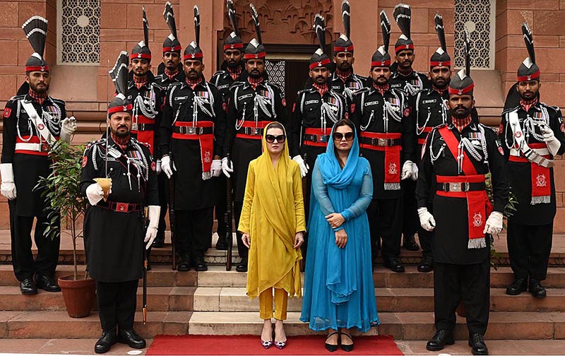 Special Assistant to Prime Minister for Human Rights and Women Empowerment Ms. Mushaal Hussein Mullick in a group photo with Punjab Rangers at Mazar-e-Iqbal