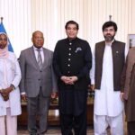 Speaker National Assembly Raja Pervez Ashraf in a group photo with President of the Senate of Rawanda Dr.Francois Xavier Kalinda along with delegation at Parliament House