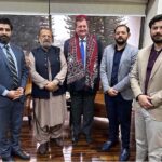 Caretaker Minister for Federal Education and Professional Training, Madad Ali Sindhi receives the Ambassador of Finland to Pakistan, Mr. Hannu Ripatti