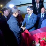 Caretaker Prime Minister Anwaar-ul-Haq Kakar is being welcomed on his arrival in Ürümqi