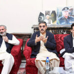 Caretaker Prime Minister Anwaar-ul-Haq Kakar offering Fatiha at the residence of late caretaker Chief Minister KP Azam Khan.