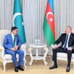 The Caretaker Prime Minister Anwaar-ul-Haq Kakar meets the President of the Republic of Azerbaijan Mr. Ilham Aliyev on the sidelines of 16th Summit of ECO
