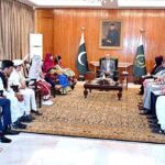President Dr. Arif Alvi meeting with a delegation of children representing four provinces, Gilgit-Baltistan and Azad Jammu and Kashmir nominated by the United Nations Children's Fund (UNICEF) at Aiwan-e-Sadr.
