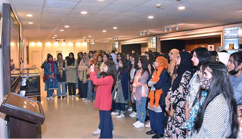 A group of students from Government College Women University Faisalabad (GCWUF) visiting Senate Museum at Parliament House