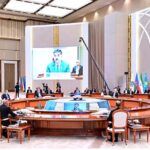 The Caretaker Prime Minister Anwaar-ul-Haq Kakar addresses the 16th ECO Summit.