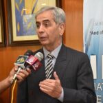 Special Assistant to PM on Maritime Affairs Vice Admiral (retired) Mr. Iftikhar Rao briefing about IMO Workshop under Integrated Technical Cooperation Program for Implementation of Hong Kong Convention, Pakistan, 2023 at Avari Towers