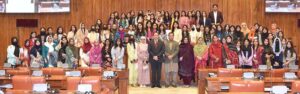 A group of students from Government College Women University Faisalabad (GCWUF) visiting Senate Museum at Parliament House