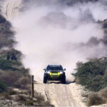 Racer showing his skills in the final round of the 8th Thal Desert Jeep Rally at District Muzaffargarh Organized by the Tourism Development Corporation of Punjab