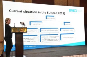 Special Assistant to PM on Maritime Affairs Vice Admiral (retired) Mr. Iftikhar Rao briefing about IMO Workshop under Integrated Technical Cooperation Program for Implementation of Hong Kong Convention, Pakistan, 2023 at Avari Towers