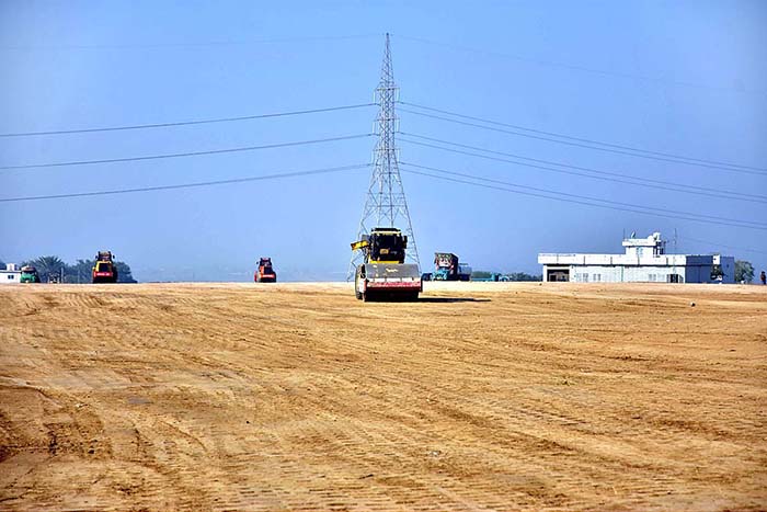 A view of construction work of Rawalpindi Ring Road project is underway in the area between the interchanges at Chak Beli Khan and Khasala Kurd.