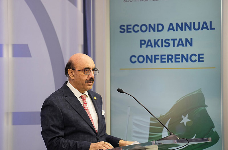 Ambassador Masood Khan addressing to a two-day conference on ‘Resilience and Reform in Pakistan’ organized by South Asia Centre of the renowned US think tank, the Atlantic Council, in partnership with Johns Hopkins School of Advanced International Studies