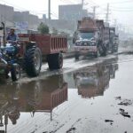 A view of sewerage water accumulated on Millat road near-117-JB Dhanola needs attention to the concerned authorities