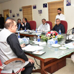 Federal Minister for National Heritage and Culture Syed Jamal Shah chairing meeting at Quaid-e-Azam Mazar Management Board (QMMB).