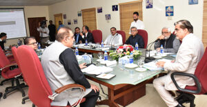 Federal Minister for National Heritage and Culture Syed Jamal Shah chairing meeting at Quaid-e-Azam Mazar Management Board (QMMB).