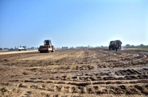 A view of construction work of Rawalpindi Ring Road project is underway in the area between the interchanges at Chak Beli Khan and Khasala Kurd.
