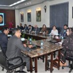 Divisional Commissioner Silwat Saeed chairing 38th Mid Career Management Course Inland study tour meeting at Committee Room, Divisional Commissioner Office.