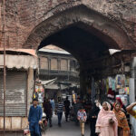 A deteriorated view of Chitta Gate in Kashmir Bazar, at Lahore's walled city. It was built in 1650 during Shah Jahan's rule and originally served as Lahore's 'Delhi Gate' during the Mughal era