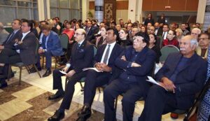 Ambassador Masood Khan addressing a special ceremony to commemorate Iqbal Day, during the photo exhibition organized by the Embassy of Pakistan in collaboration with International Academy of Letters USA, Sadequain Foundation USA and Sadequain Gallery of Chicago