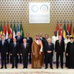 Caretaker Prime Minister Anwaar-ul-Haq Kakar in a group photo with heads of the States/Government participating in the Joint Arab Islamic Extraordinary Summit in Riyadh, Kingdom of Saudi Arabia