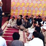 Chairperson Benazir Income Support Program (BISP), Dr. Muhammad Amjad Saqib addressing a gathering of BISP staff at Jamia Masjid Qasim ul Aloom