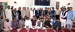 Chairperson Benazir Income Support Program (BISP), Dr. Muhammad Amjad Saqib addressing a gathering of BISP staff at Jamia Masjid Qasim ul Aloom