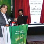 Caretaker Federal Minister for National Heritage & Culture, Syed Jamal Shah inaugurating Mobile App and Web Portal of mapping project at Department of Archaeology and Museums (DOAM), Sir Syed Memorial Building.
