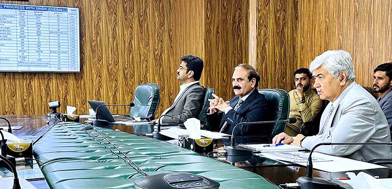 Caretaker Federal Minister for National Food Security & Research Dr. Kausar Abdullah Malik chairing briefing regarding Productivity Enhancement of Wheat, Sugarcane & Rice at Ministry of NFSR