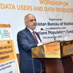 Chief Statistician Pakistan Bureau of Statistics Dr. Naeem-uz-Zafar addressing a workshop on data users and data producers dialogue organized by Pakistan Bureau of Statistics in collaboration with United Nations Population Funds (UNFPA).