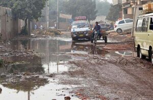 Sewage water accumulated in the vegetable and fruit market needs the attention of concerned authorities
