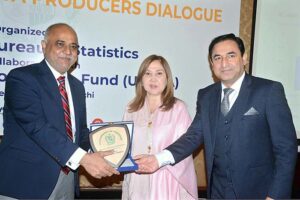 Chief Statistician Pakistan Bureau of Statistics Dr. Naeem-uz-Zafar addressing a workshop on data users and data producers dialogue organized by Pakistan Bureau of Statistics in collaboration with United Nations Population Funds (UNFPA).