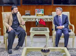 Caretaker Federal Minister for Interior Sarfraz Ahmed Bugti in a meeting with the Ambassador of China HE Jiang Zaidong