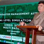 Balochistan Caretaker Minister for Education and Tourism Qadir Bakhsh Baloch addressing the participants of Provincial Level Simulation Exercise, organized by NDMA