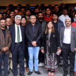 A group photo of Caretaker Federal Minister for Information and Broadcasting, Murtaza Solangi along with Caretaker CM Punjab Mohsin Raza Naqvi and other members during 59th Anniversary of PTV Lahore Center.