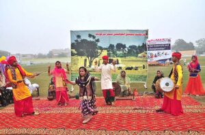 Students are participating in March past during special Education sports Gala at sports Gymnasium