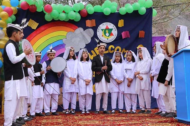 Speaker Gilgit-Baltistan Assembly Nazir Ahmad Advocate addressing during the inauguration of the English Grammar High School Sultanabad Daniyor