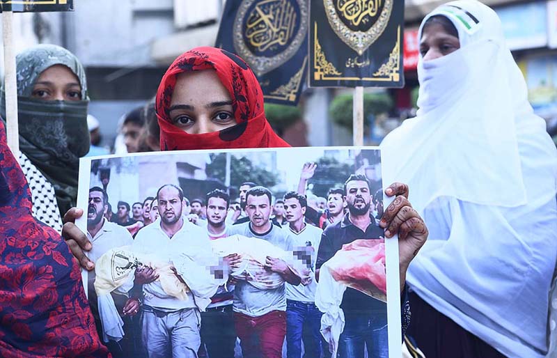 Anwaar Habib Academy organizes Dukhtar-e-Islam rally in support of Palestinians at Press Club