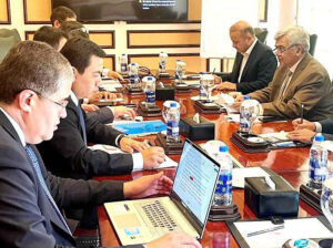 Caretaker Federal Minister for National Food Security & Research meeting with the Deputy Prime Minister of Uzbekistan Mr. Jamshid A. Khodjaev regarding bilateral trade in agricultural commodities.