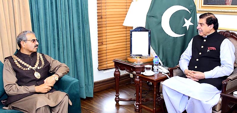 Speaker National Assembly Raja Pervez Ashraf in a meeting with Mayor of the London Borough of Hounslow Councilor Afzal Kiyani.