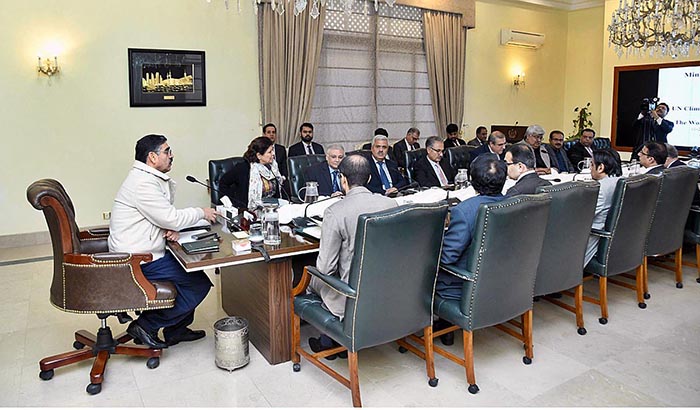 The Caretaker Prime Minister Anwaar-ul-Haq Kakar chairs a meeting on preparations with regard to COP-28