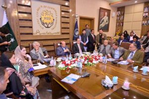 Former Prime Minister of Pakistan Mian Muhammad Nawaz Sharif is addressing the workers convention at the residence of Khawaja Muhammad Asif