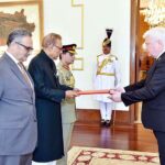 The Ambassador-designate of Czech Republic, Mr Ladislav Steinhubel, presenting his diplomatic credentials to President Dr Arif Alvi, at Aiwan-e-Sadr.