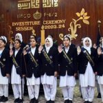 Newly elected office bearers of student’s council of Model College F6/2 taking oath