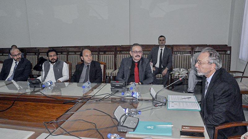 Ambassador of Turkiye Prof. Dr. Mehmet Pacaci, addressing during the Signing Ceremony of Agreement Cooperation Protocol between Yunus Emre Institute & Ghazali Education Foundation at AIOU