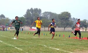 Students performing different games during the Punjab Sports Gala for children with special needs organized by the divisional special education at the sports ground
