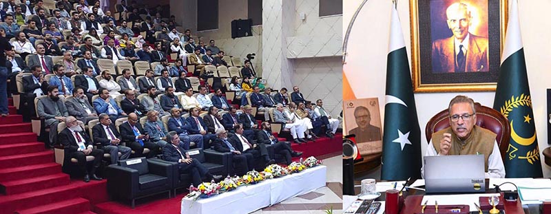 President Dr Arif Alvi virtually addressing the 12th biennial conference of the Pakistan Society of Cardiovascular and Thoracic Surgeons held in Peshawar, from Aiwan-e-Sadr