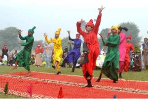 Students performing different games during the Punjab Sports Gala for children with special needs organized by the divisional special education at the sports ground
