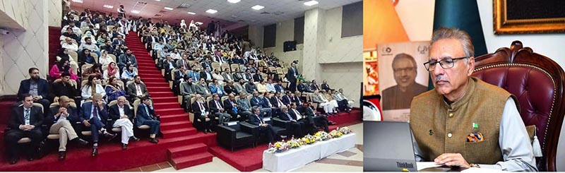 President Dr Arif Alvi virtually addressing the 12th biennial conference of the Pakistan Society of Cardiovascular and Thoracic Surgeons held in Peshawar, from Aiwan-e-Sadr